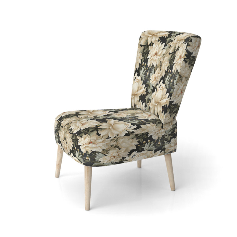 Chaise d'appoint rembourrée Cottage A, Motif victorien floral rococo éthéré XXVIII