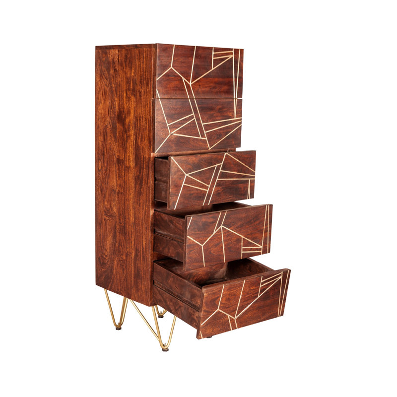 Ryo 45cm W 5 - Drawer Chest of Drawers, Brown