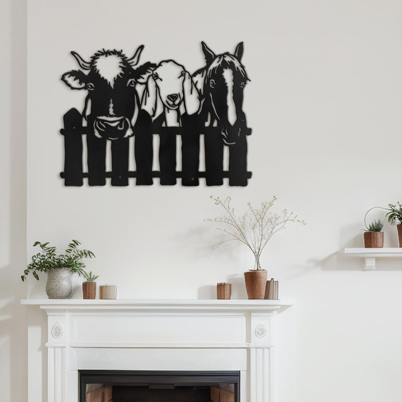 Wall Decor Metal, 12" H x 18" W x 0.05" D, Black