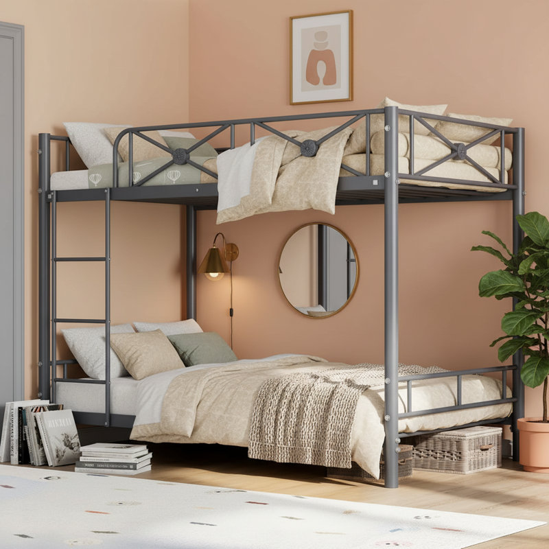 Lit simple superposé simple - structure en acier, gris, utilisation scolaire, Gris