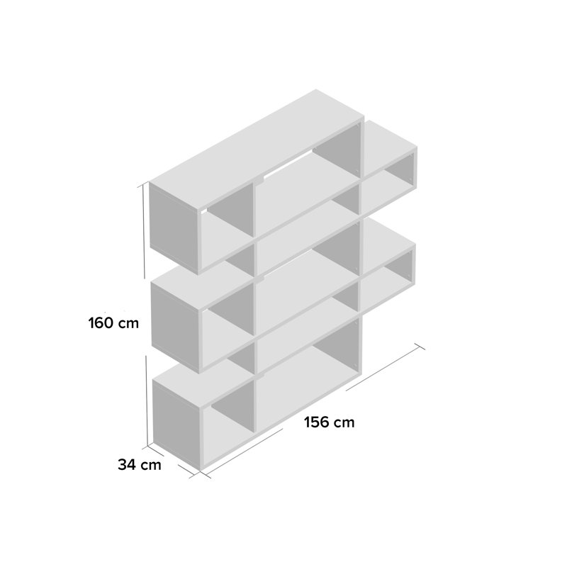 Bristol 160cm H x 156cm W Geometric Bookcase