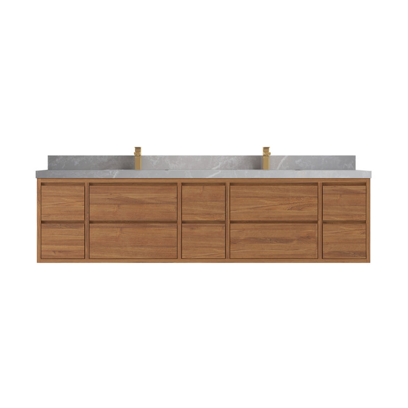 Meuble-lavabo double 84 po avec comptoir en quartz 84 po