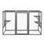 Cage à chat spacieuse en bois avec toit imperméable et pédales réglables - gris noir