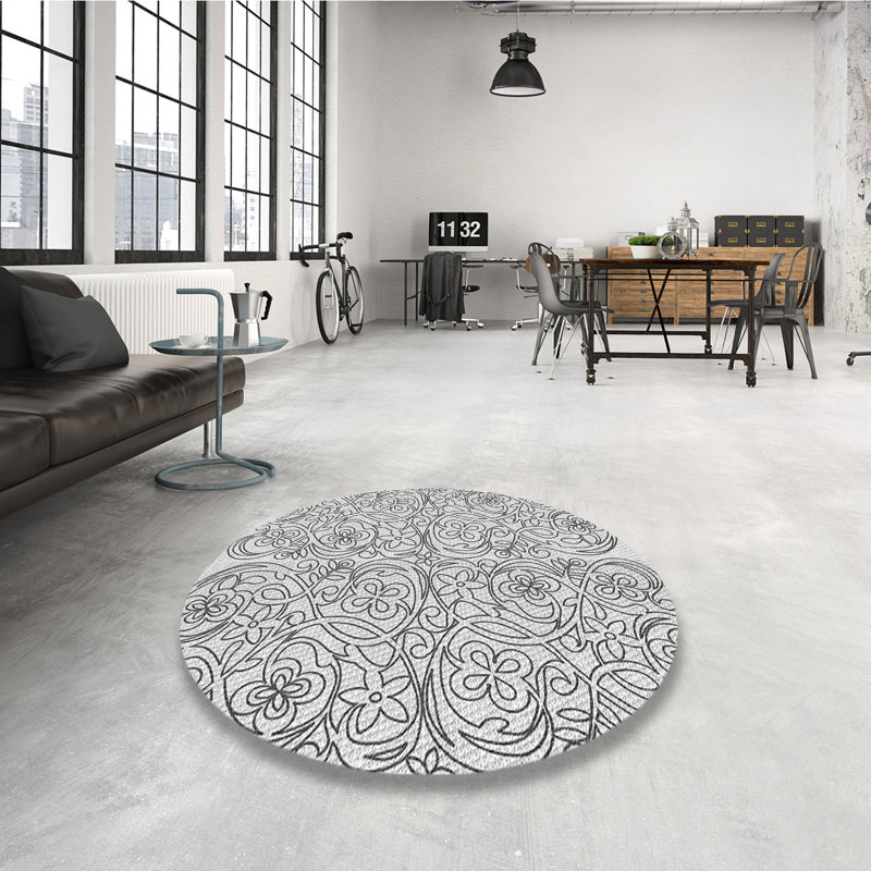Floral Indoor Rug, Round 8'