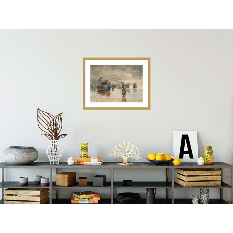 «On the Sands» par Winslow Homer - impression giclée encadrée, H 22,71 po x l 29,5 po