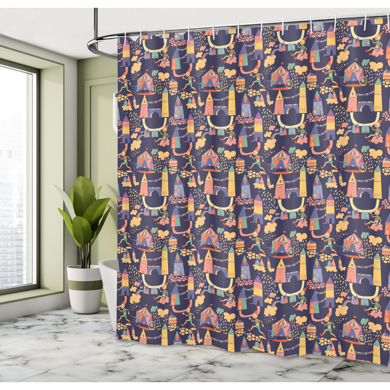 Latitude Run® Cartoon Shower Curtain Circus Style, 75''H x 69''W