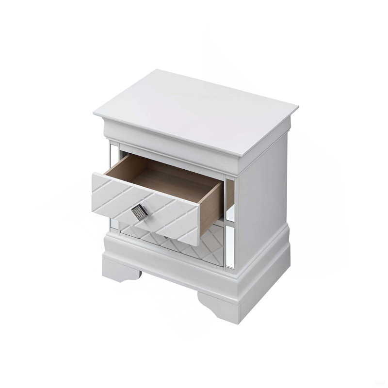 Table de chevet 2 tiroirs, Blanc