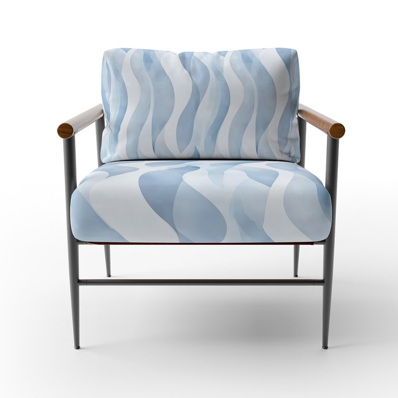 Chaise rembourrée moderne - Fauteuil Wavy Line, Bras ronds bruns