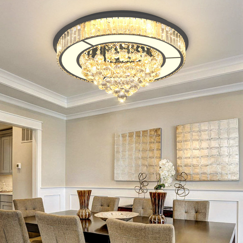 Modern Crystal Chandelier For Dining Room Black, Matte Black