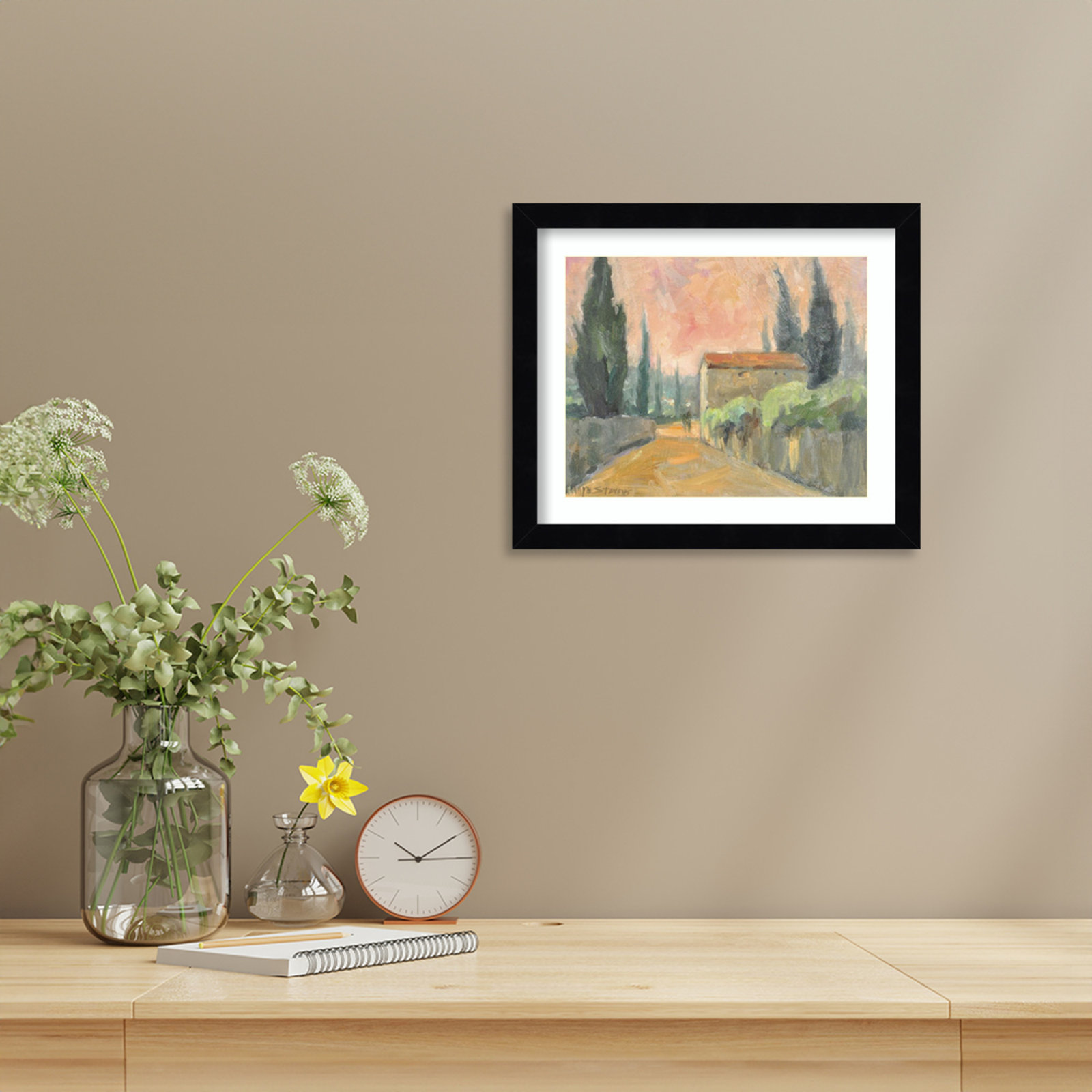 Tuscan Farmhouse Print, Black, 11" H x 13" W