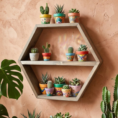 Elara Geometric Hexagon Accent Shelf