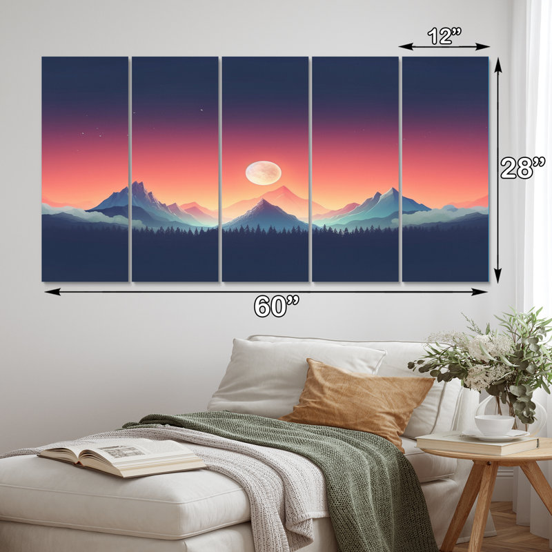 Minimalisme Alpine Beauty II - impression sur toile de paysages - 5 panneaux égaux
