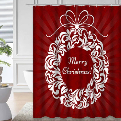 Red Waterproof Shower Curtain, Shower Curtains for Bathroom with 12 Hooks