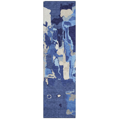 Mysa Blue Washable Indoor-Outdoor Rug - 