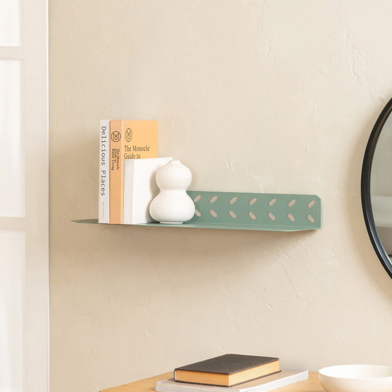Alma 24" W Metal Wall Mounted Floating Shelves, Sage Green, 3" H x 24" W x 6" D