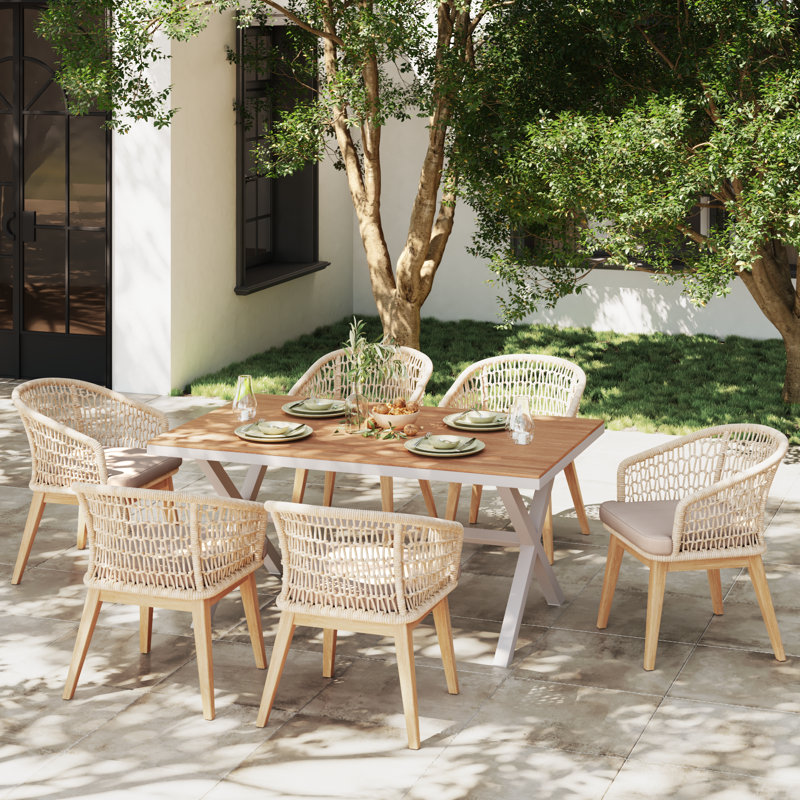 Ensemble repas d'extérieur pour 6 personnes avec coussins