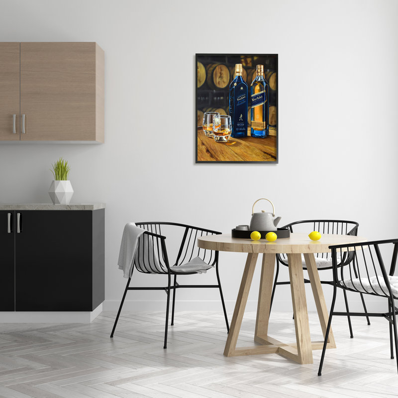 Verre à whisky nature morte, Giclée encadrée noir minuit, H 30 po x l 24 po x P 1,5 po