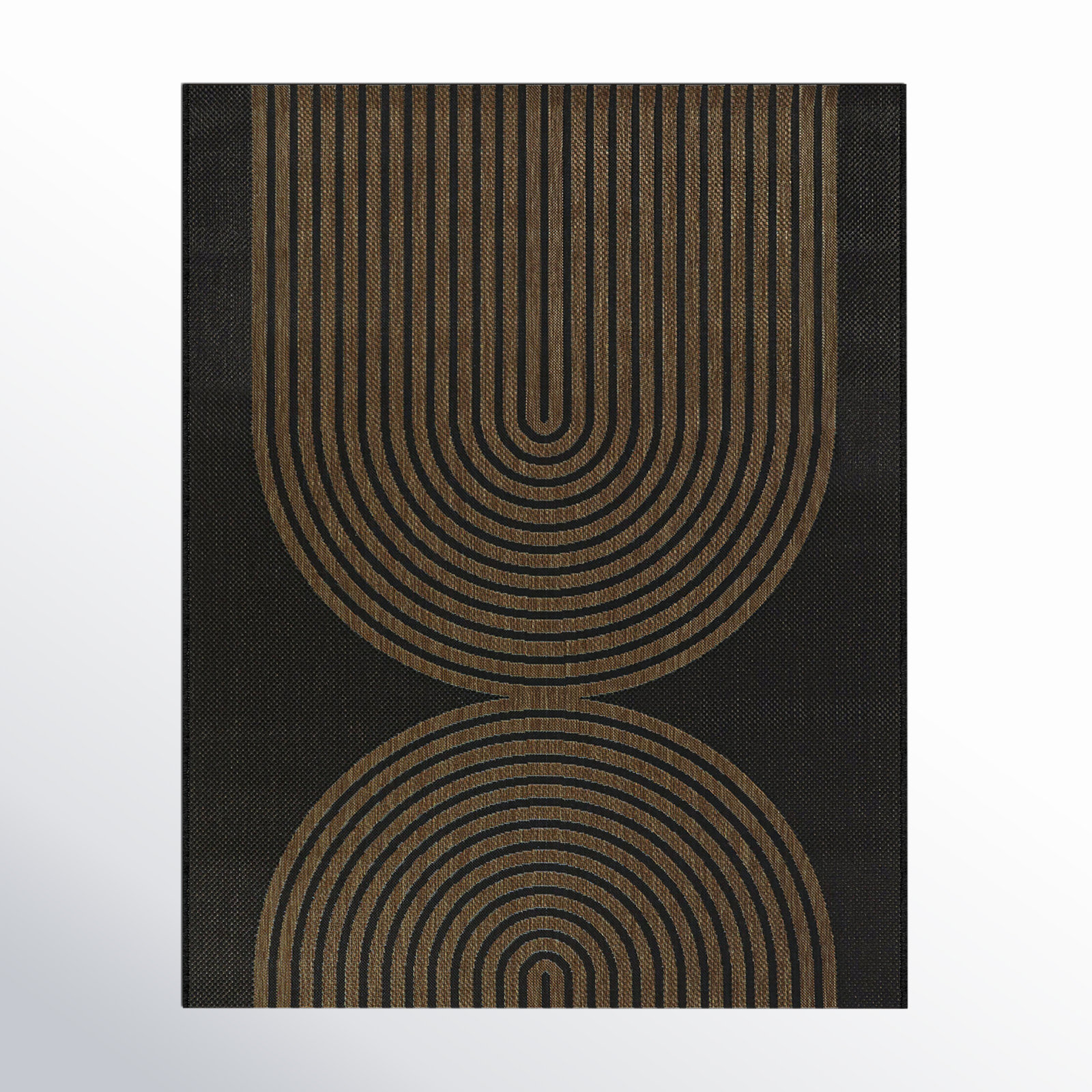 Sophia Geometric Flatweave Black/Brown Area Rug, Rectangle 7'10" x 10'