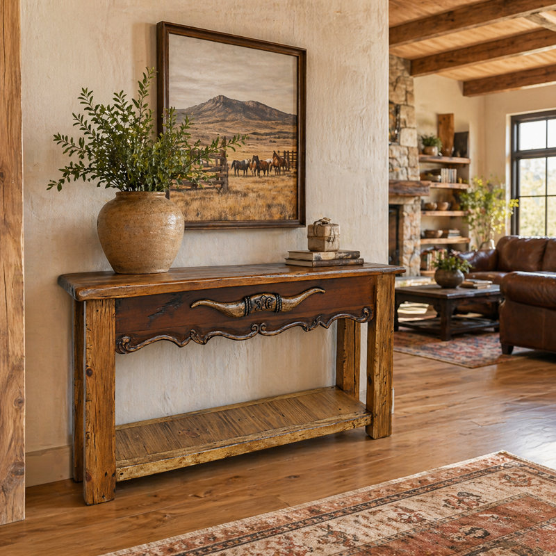 Compact Solid Wood Console Table