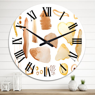 Coups de pinceau abstraits aux couleurs terreuses - Horloge murale moderne