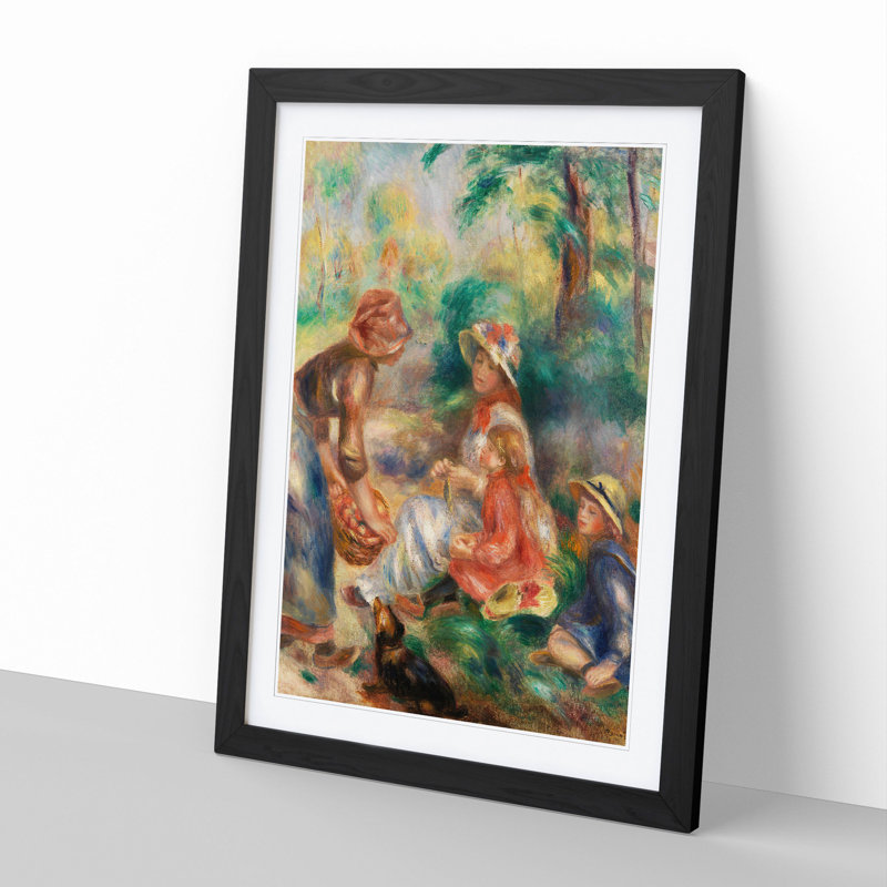 Apple Vendor by Pierre-Auguste Renoir - Picture Frame Painting, 90cm H x 65cm W x 2cm D, Black