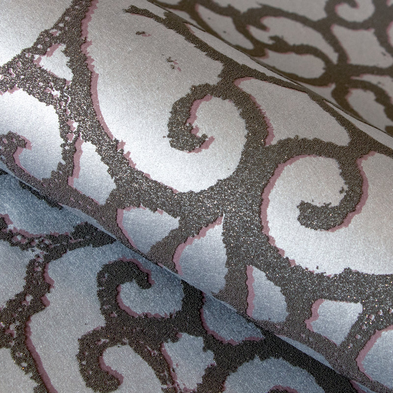 Universe Pluto Glass Stone Motif Wallpaper Rol, Gray/Dark Gray