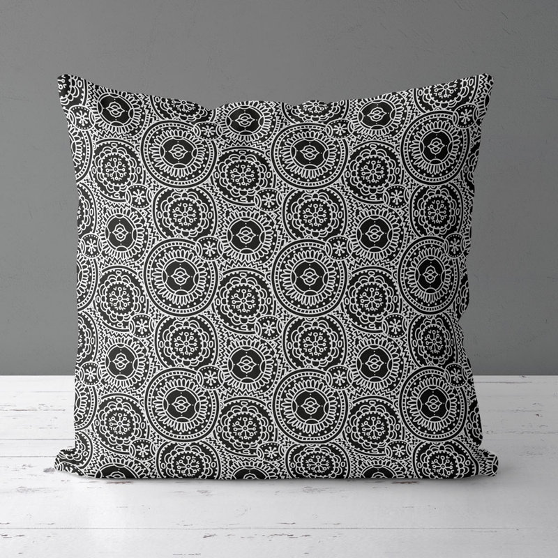 Housse de coussin carré et insert, Noir et blanc