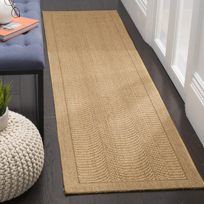 Tapis géométrique en jute et sisal Chateaux, Tapis de couloir 2 pi x 8 pi