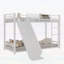 Lit superposé simple robuste en métal avec glissade - Conception peu encombrante pour les enfants et les adolescents, cadre durable pour jouer et dormir, assemblage facile, disponible en blanc