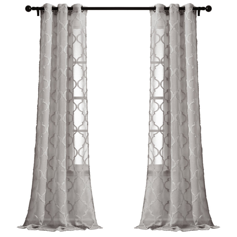 Paire de rideaux transparents Avon Trellis, Gris, L 38 po x H 95 po