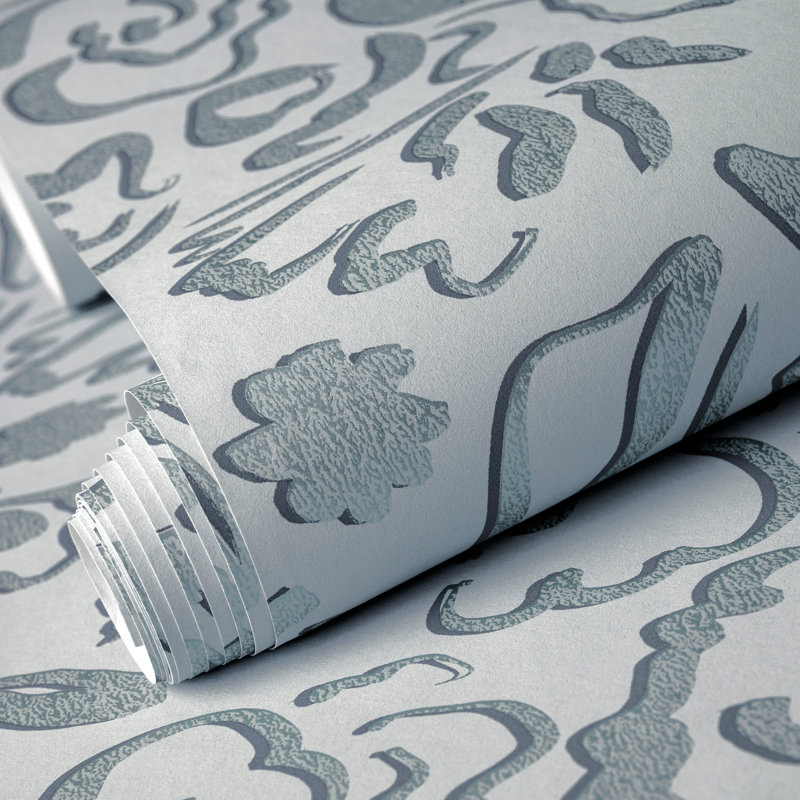 Rouleau de papier peint sel fleur métallique, Gris