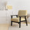 Dola - Gold And White Geometric Pattern I - Upholstered Mid-Century Accent Arm Chair