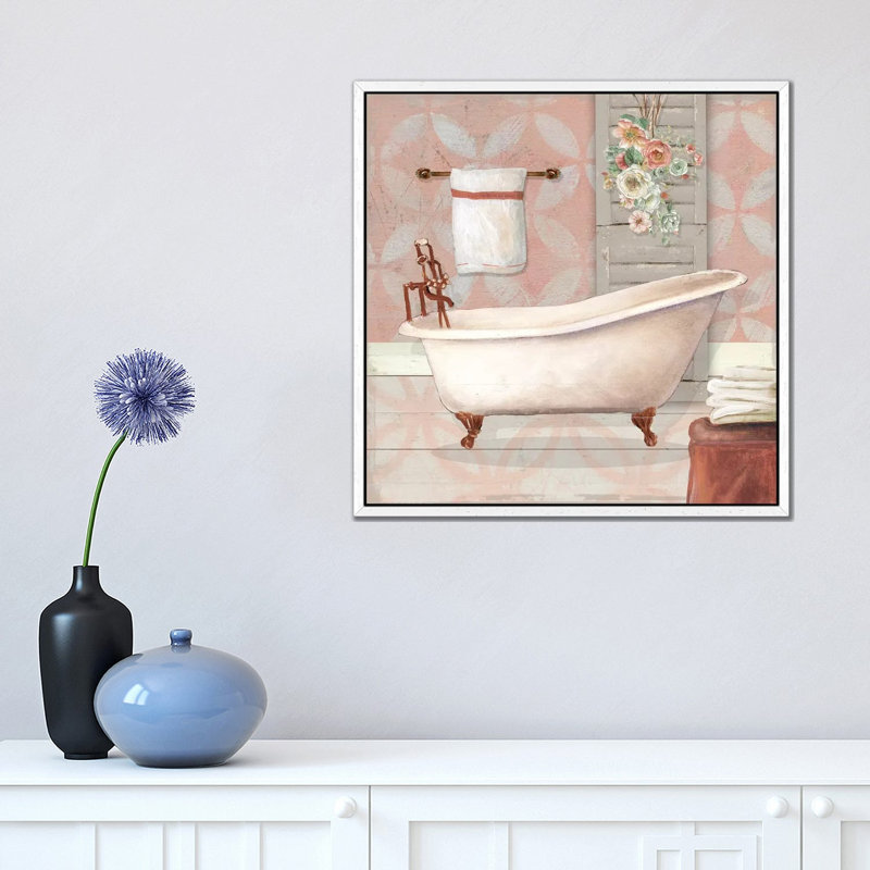 Blushing Bath I by Carol Robinson - Print on Canvas, White Framed Canvas, 45.72 cm H x 45.72 cm W