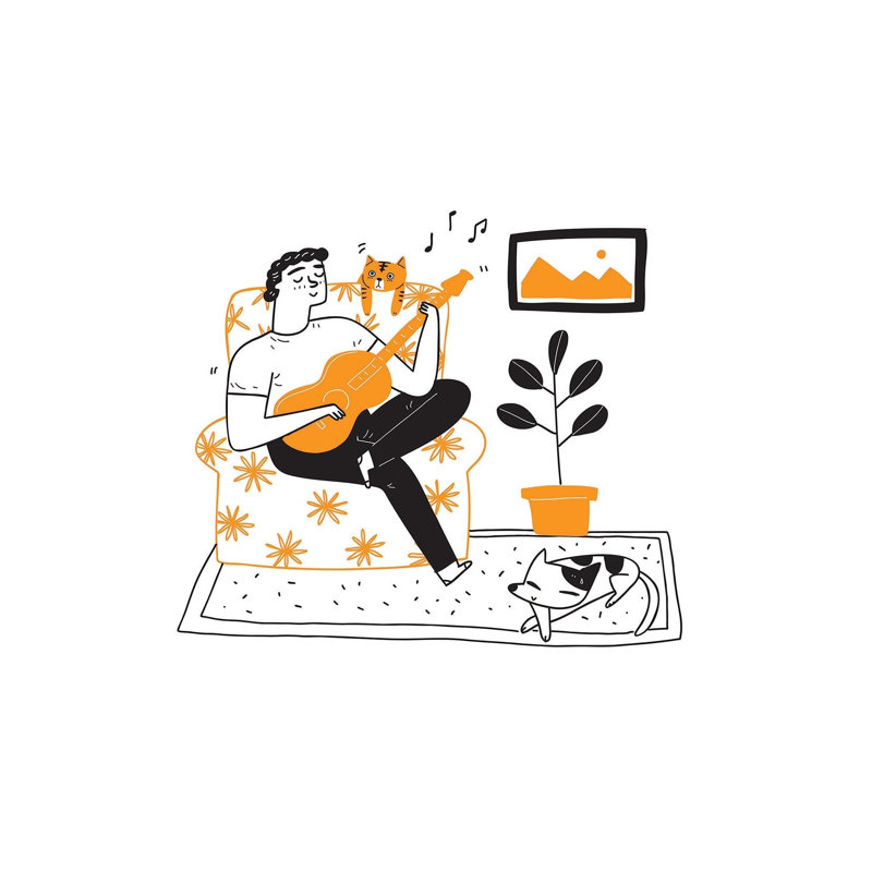 Murale pelez et collez de qualité supérieure - Sérénade pour guitare, L 120 po x l 180 po