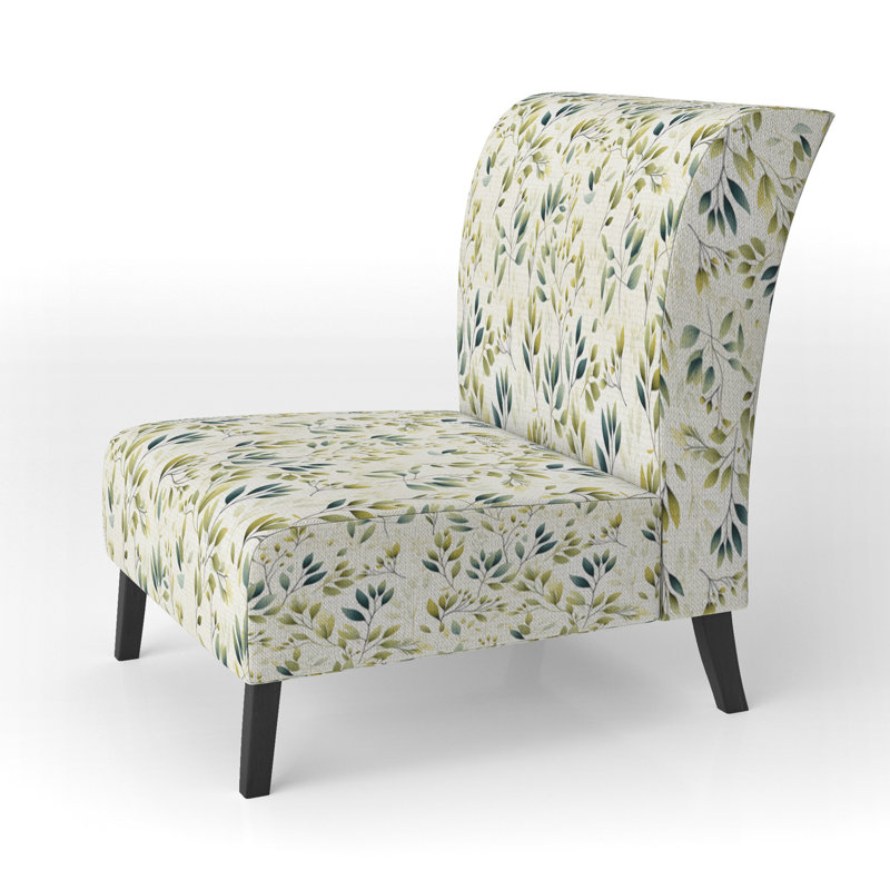 Fauteuil de chambre minimaliste à motif de fougères vertes minimalistes