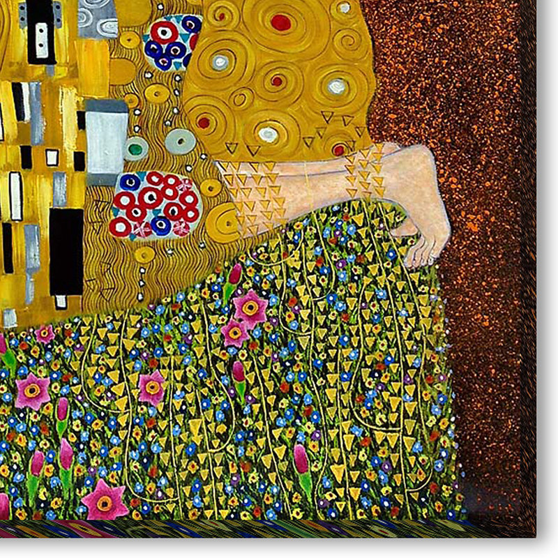 «The Kiss» par Gustav Klimt, peinture encadrée, H 38 po x l 28 po x P 2 po, Toile tendue avec châssis