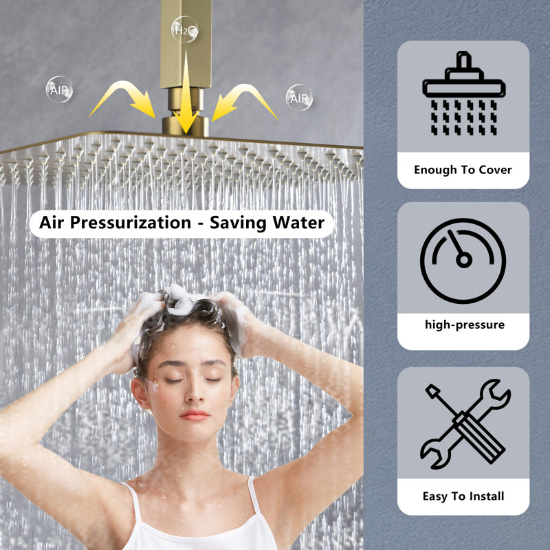 Rain Fixed Shower Head, Brushed Gold