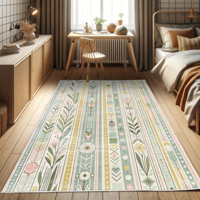 Machine Printed 177cm X 122cm Area Rug