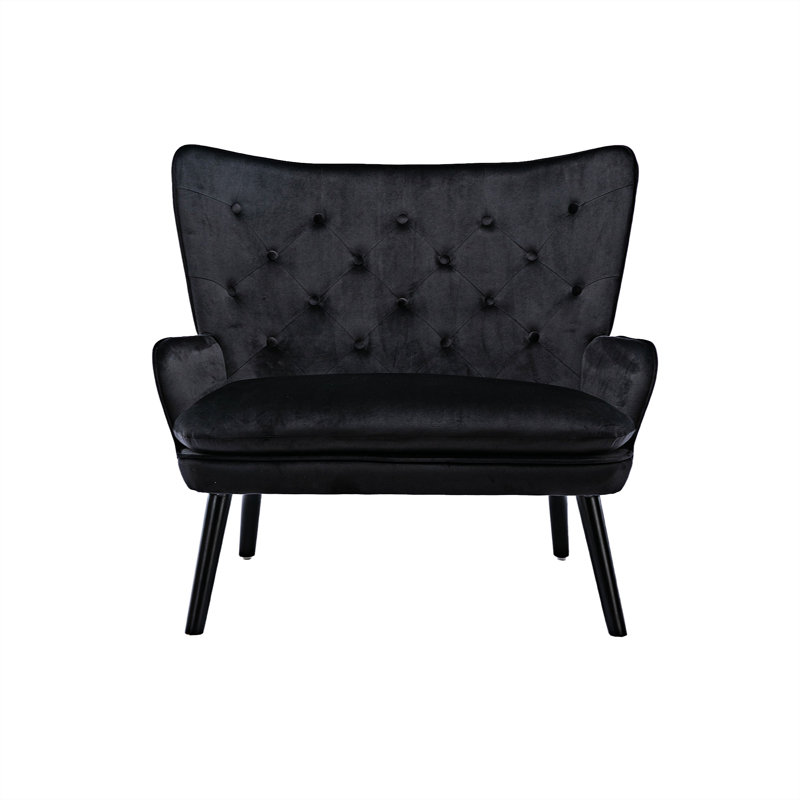 Fauteuil capitonné de 40,16 po de largeur et demi, Polyester noir