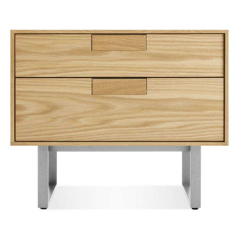 Series 11 2 - Drawer Nightstand, Silver/White Oak