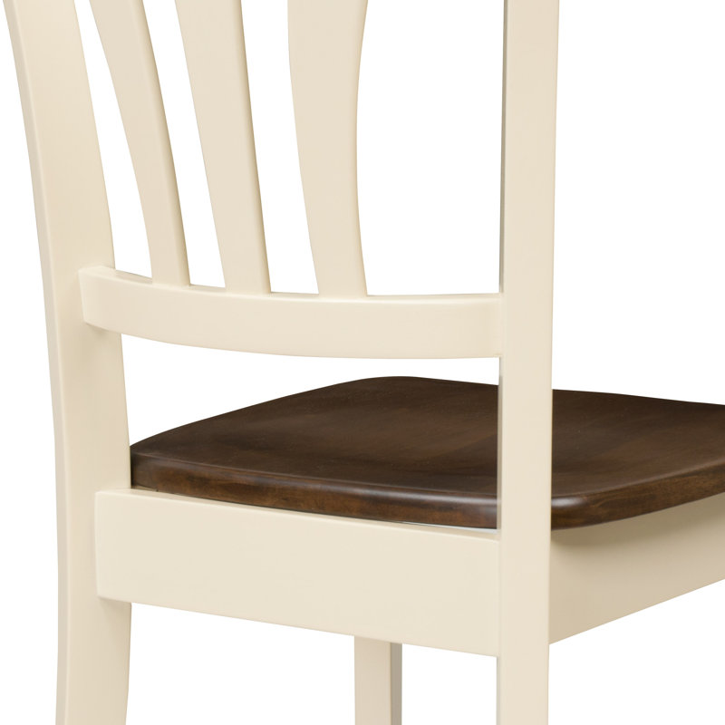 Pico 17.75'' H Solid Wood Side Chair, Dark Brown/Cream