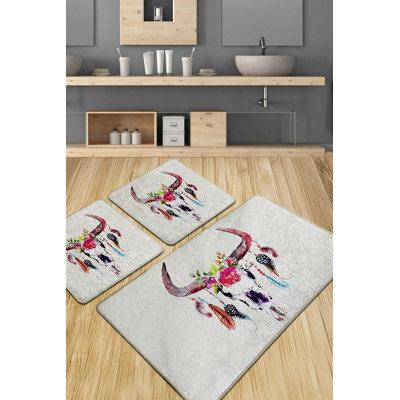 Luxurious Bathmat Set (3 Pieces), Soft Polyester, 23.6 x 39.4 inches (1 Piece) & 19.7 x 23.6 inches (2 Pieces) | Antibacterial, Non-Slip Underside, 20.5 oz/sq ft | Machine Washable & Durable, Perfect for Elegant Bathrooms