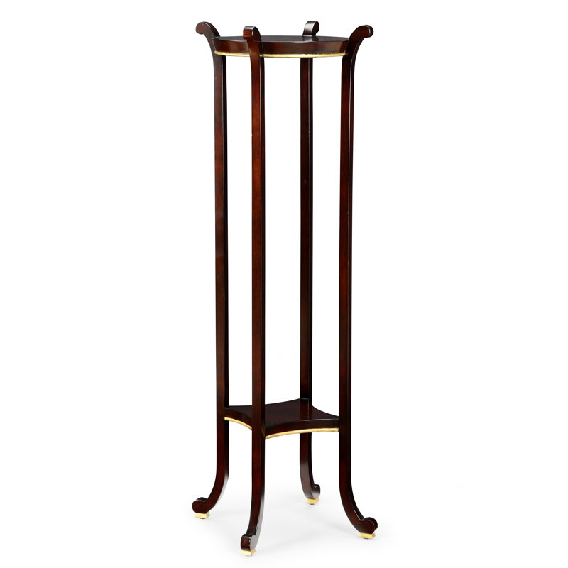 Paris Solid Wood Birch Plant Stand, Dark Chocolate/Gold