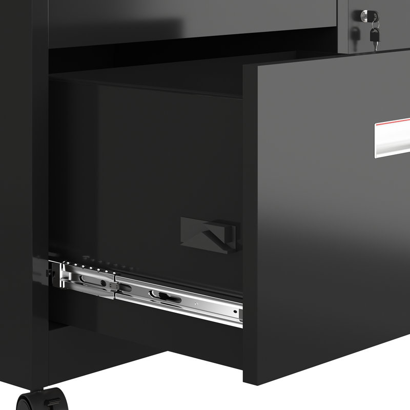 Armoire de bureau en métal avec 2 tiroirs et tablettes réglables