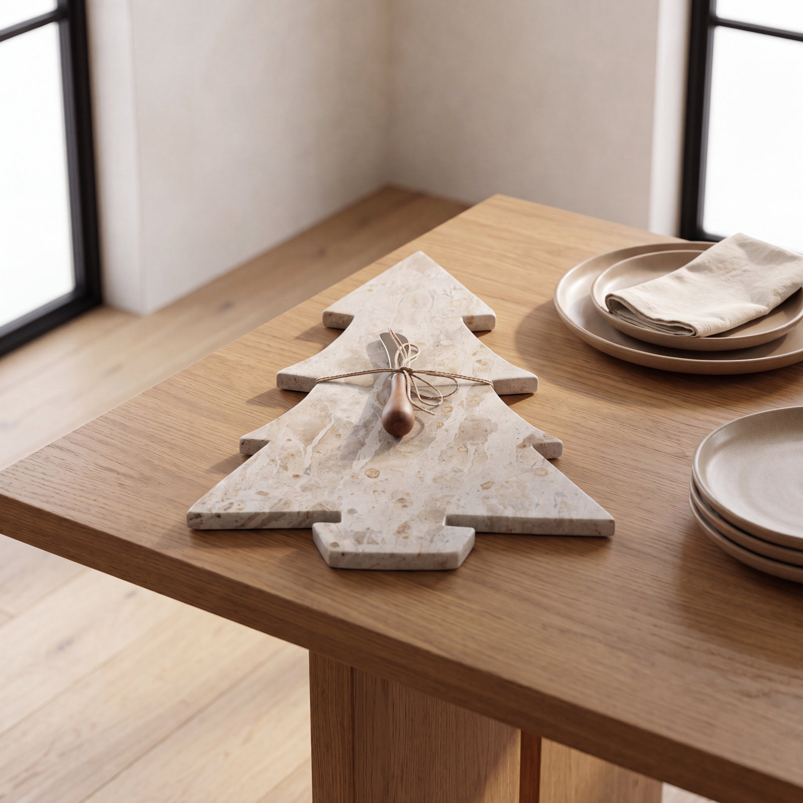 Marble Tree Cheese Board with Canape Knife