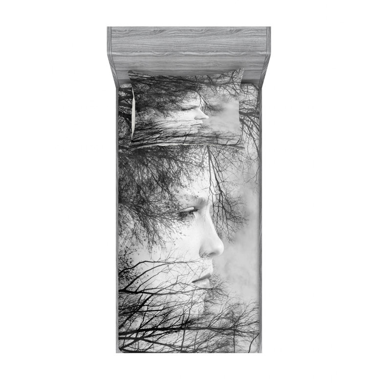 Ensemble de draps Tree Branches, Ensemble de draps pour lit simple avec drap-housse