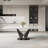 63-95" Modern Extendable Dining Table,White Glossy Sintered Stone Table top, Black Carbon Steel Base for 4-10