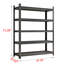 Étagère de garage ajustable en métal noir à cinq étages, capacité de 2 500 lb, H 71,2 po x L 48,28 po, P 23,53 po
