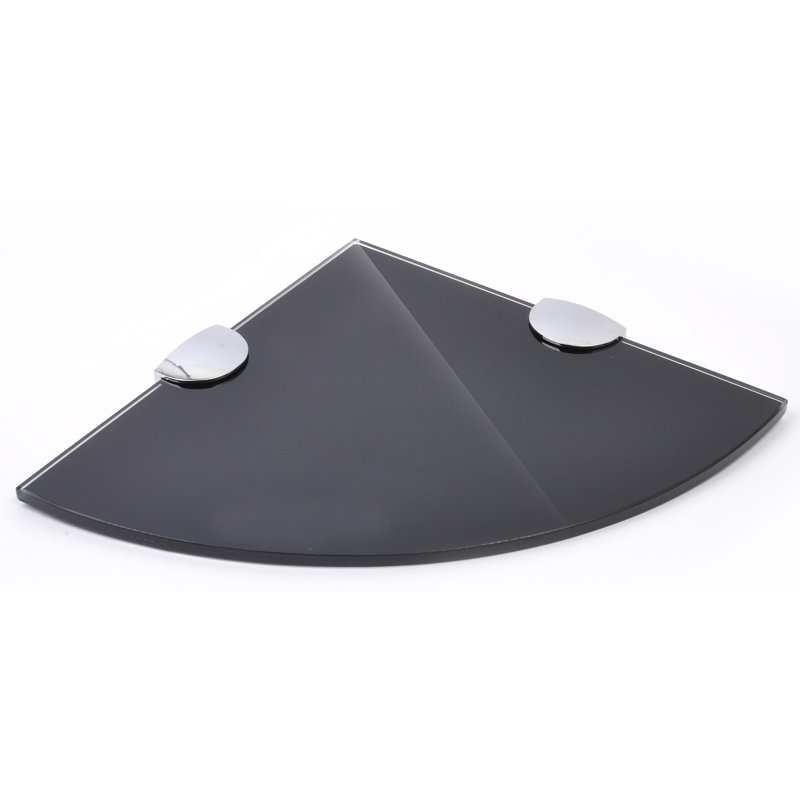 Fanney Triangle Glass Floating Shelf with Adjustable Shelves, 0.6cm H x 20cm W x 20cm D, Black