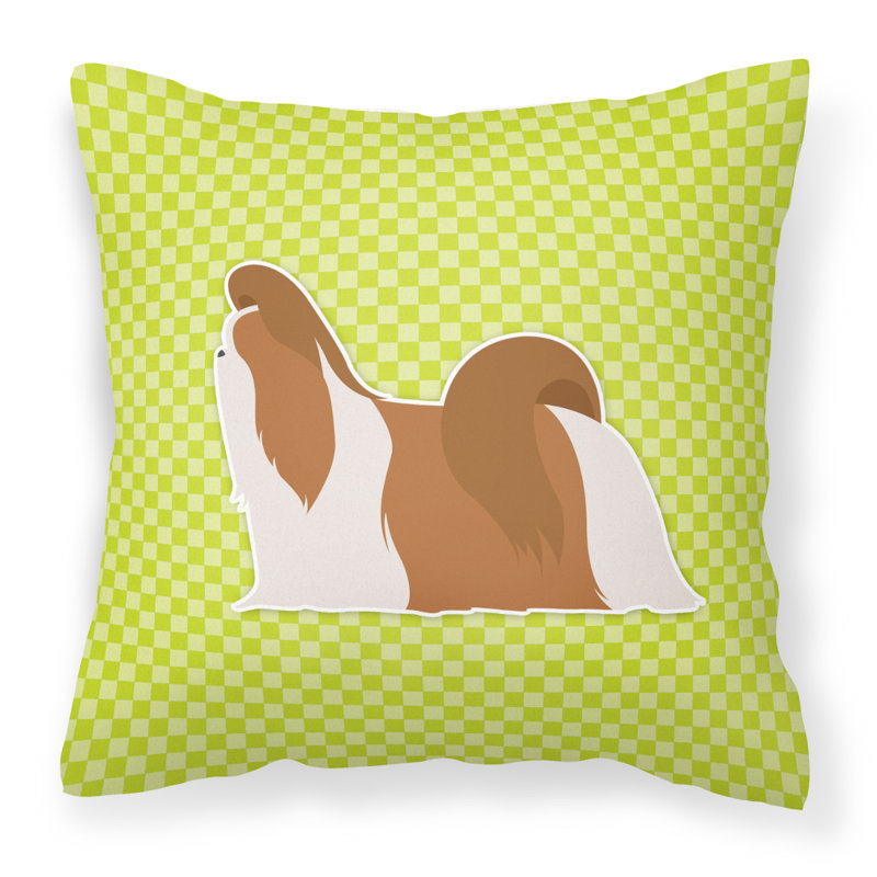 Coussin décoratif intérieur/extérieur shih tzu, H 18 po x l 18 po x P 3 po, Vert